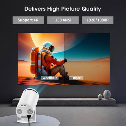 1080P Smart Projector: 270° Rotation, Android 11 & Wi-Fi 6
