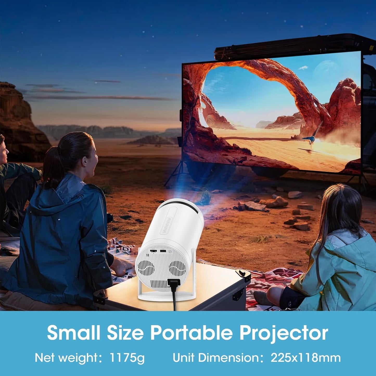 1080P Smart Projector: 270° Rotation, Android 11 & Wi-Fi 6