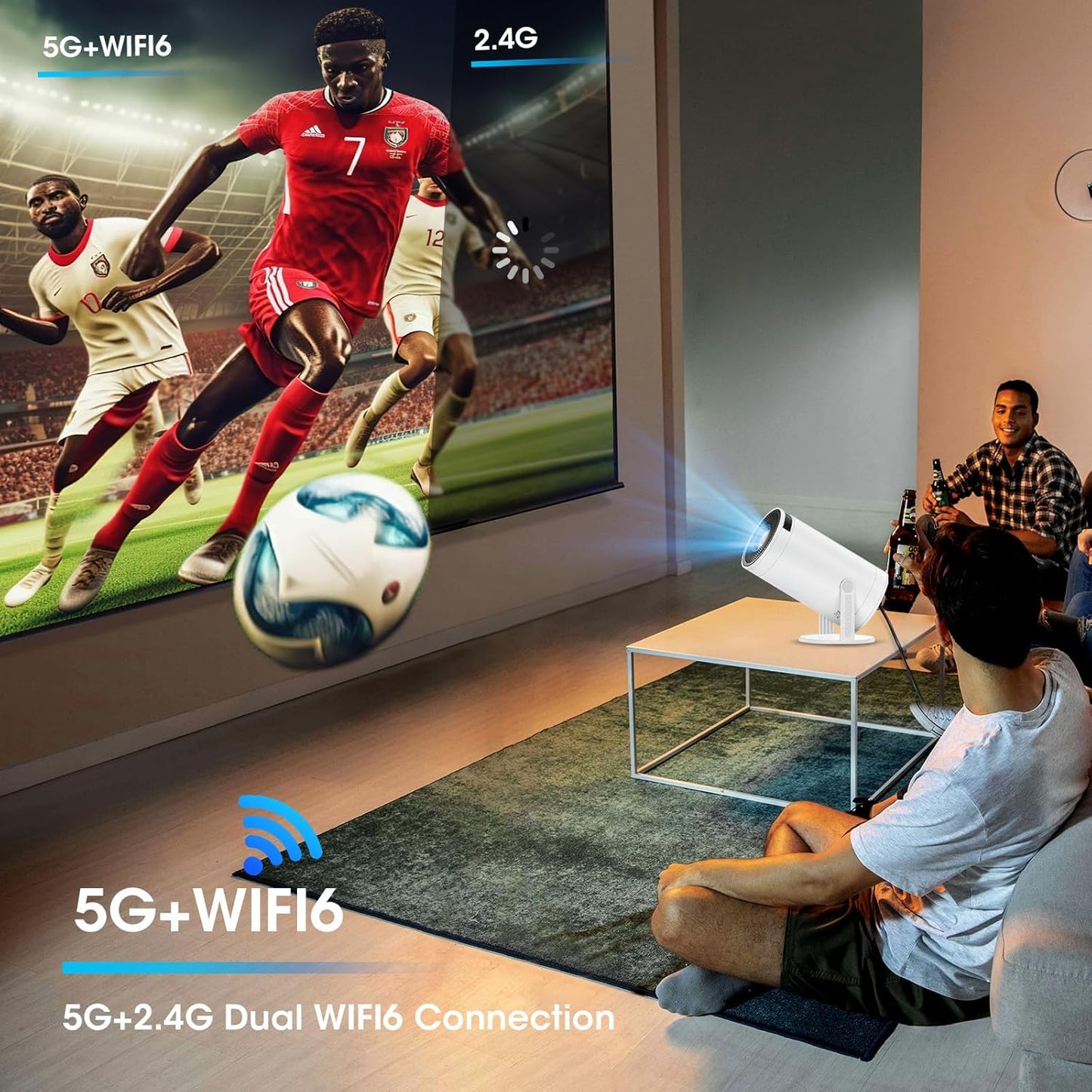 1080P Smart Projector: 270° Rotation, Android 11 & Wi-Fi 6
